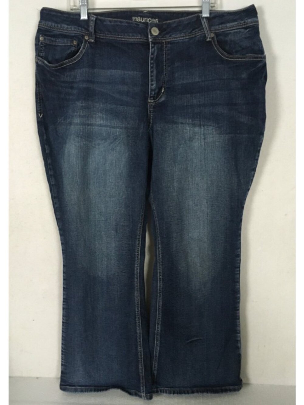 Maurices Jeans Women Size 22 Short Blue Denim Mid Rise Wide Leg Pockets